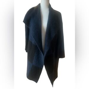 North Style Color Block Long Line Open Front Fuzzy Duster Cardigan Sweater M